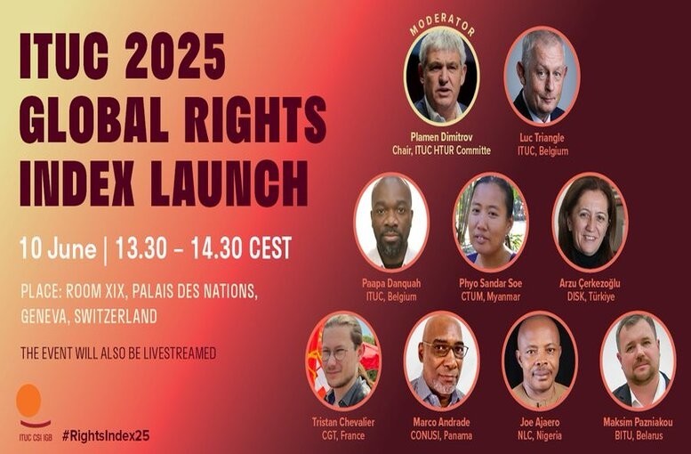 DİSK President Çerkezoğlu to Speak at ITUC Global Rights Index Meeting
