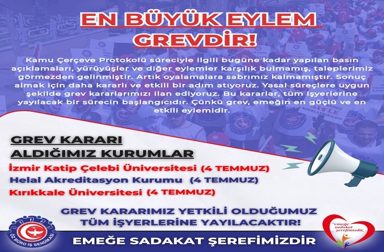 Öz Büro-İş Sendikası'ndan Kamuda Grev Kararı: "En Büyük Eylem Grevdir!"