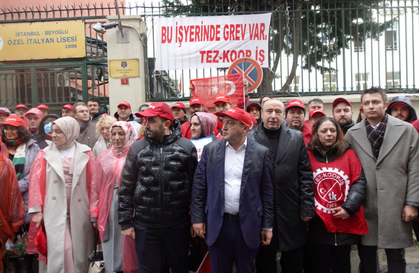 The Tez-Koop-İş Union issued a statement regarding the strike process at the Private Italian High School, calling for the implementation of the court ruling and an end to strikebreaking practices.